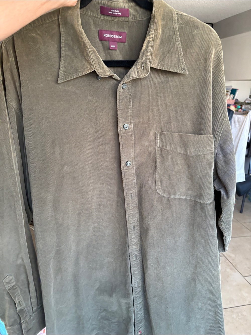 Nordstrom Men's Olive Green Corduroy Shirt Jacket